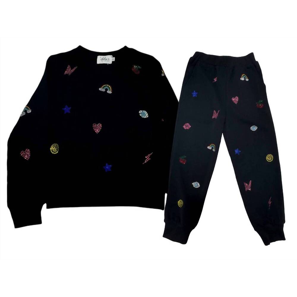 NEW LOLA + THE BOYS kid's crystal doodle set in black - Picture 3 of 3